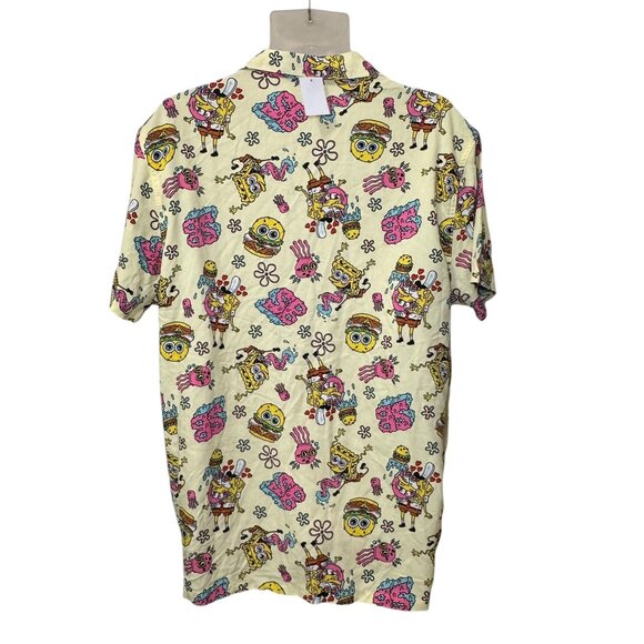 Sponge Bob Squarepants Crabby Patty Hawaiian Camp Shirt Mens Nerd Culture XL NWT - Picture 4 of 7